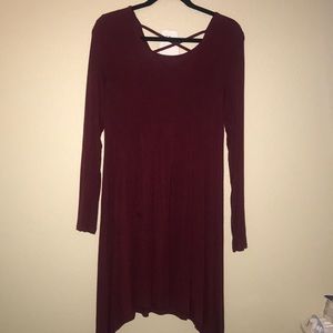 Maroon long sleeve dress